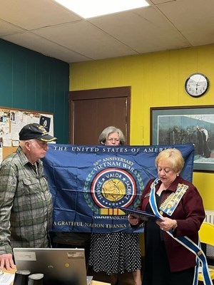Ceremony for MA VVA Chap.65 by MA First Resistance, Contentment, Betty Allen, Mercy Warren NSDAR.  